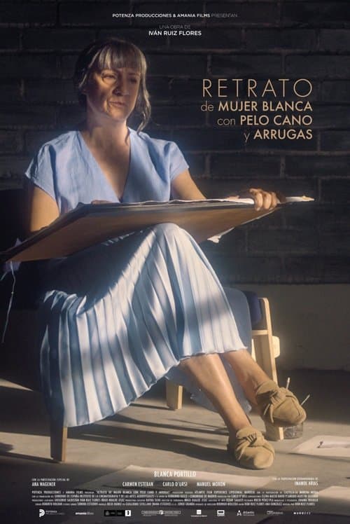 Retrato de mujer blanca con pelo cano y arrugasのポスター