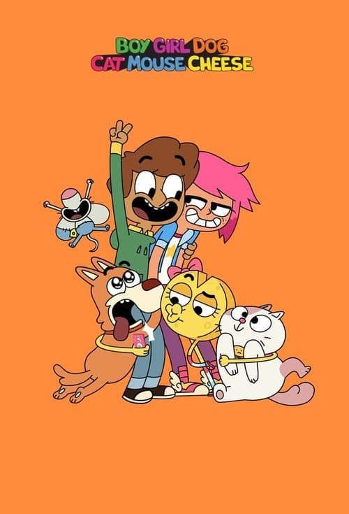 Boy Girl Dog Cat Mouse Cheeseのポスター
