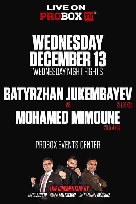 Batyrzhan Jukembayev vs. Mohamed Mimouneのポスター